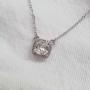 Pretty Simple Square Cut Diamond Necklace